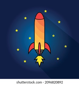 Icono de cohete. Cohetes en el cielo nocturno lleno de estrellas diseño para banner, volante, afiche, tarjeta o ilustración de elemento