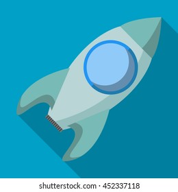 Rocket icon on blue background