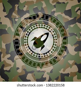 rocket icon on camo pattern