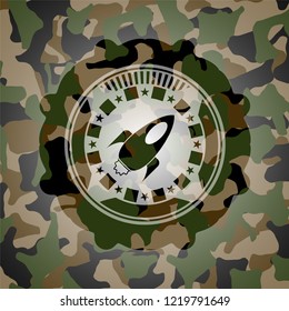 rocket icon on camo texture