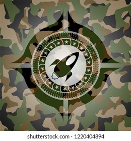 rocket icon on camo texture