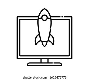 rocket icon on the computer