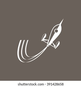 Rocket Icon on Dark Gray Color. Eps-10.