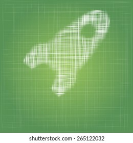 rocket icon on eco green cotton fabric background