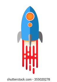 Rocket icon on flat design.