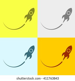 Rocket Icon on Four Different Backgrounds. Eps-10.