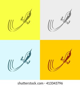 Rocket Icon on Four Different Backgrounds. Eps-10.