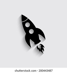 Rocket icon on a grey background