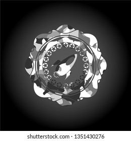 rocket icon on grey camo pattern