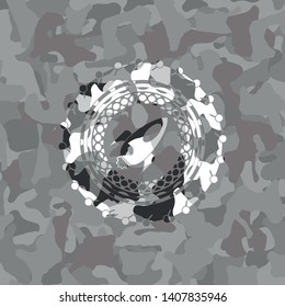 rocket icon on grey camo texture