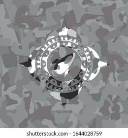 rocket icon on grey camo pattern
