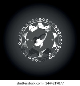 rocket icon on grey camouflaged pattern