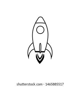 Rocket icon on isolated background.Launch rocket at space in flat style.Black spaceship icon for marketing, web.vector eps10