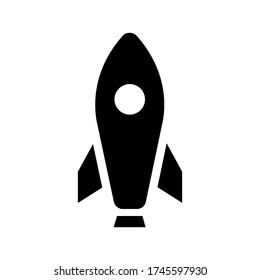Rocket-Symbol auf isoliertem weißem Hintergrund mit Glyphsymbol Stil, Startup Vektorbild.