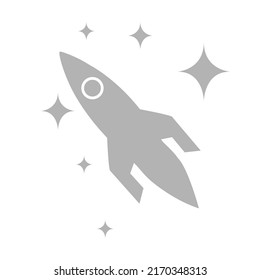 rocket icon, on stars background, vector illustration
