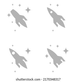 rocket icon, on stars background, vector illustration