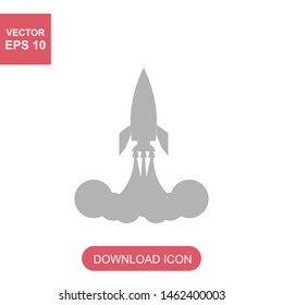 Rocket icon on white background. Flat design style.