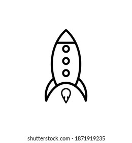 Rocket icon on white background. Vector illustration in flat cartoon design. Use for website, banner, poster, graphic. 