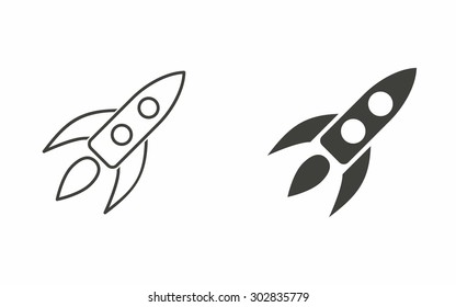 Rocket icon on white background. Vector illustration.