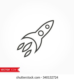 Rocket  icon  on white background. Vector illustration.