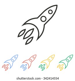 Rocket  icon  on white background. Vector illustration.