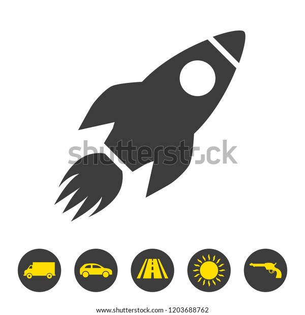 Rocket icon\
on white background. Vector\
illustration
