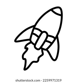 Rocket icon on white background,rocket outline, thin, flat, digital icon for web and mobile