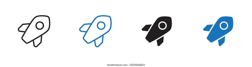 Rocket icon Outline set in black and white color