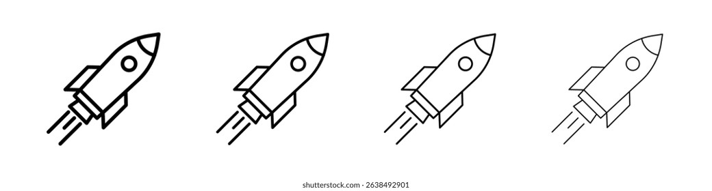 Rocket icon Outline sign symbol set