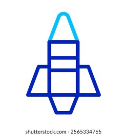 Rocket icon, outline style. Concept of space exploration, startup, and innovation.