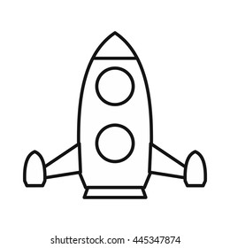 Rocket icon in outline style isolated on white background