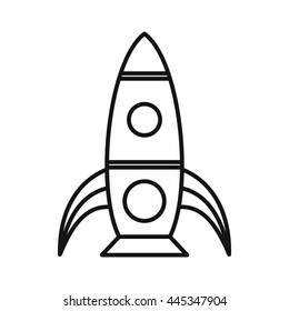 Rocket icon in outline style isolated on white background