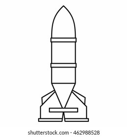 Rocket icon in outline style on a white background