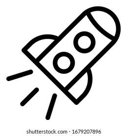 Rocket icon. Outline rocket vector icon for web design isolated on white background