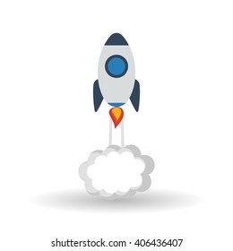 rocket icon over white background, vector illustration