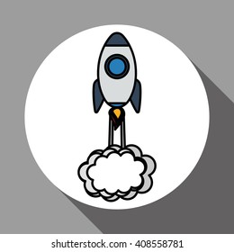 rocket icon over white background, vector illustration