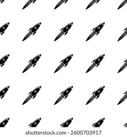 Rocket icon pattern. Black vector illustration.