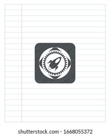 rocket icon pencil draw. Vector Illustration. Detailed.