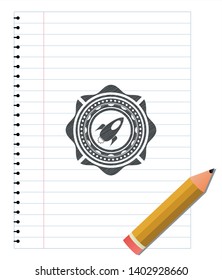 rocket icon with pencil strokes. Vector Illustration. Detailed.