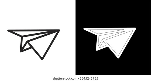 Rocket icon and plane icon vector. Simple outline rocket sign