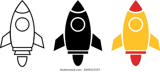Raketensymbol. leistungsstarkes Symbol, das zeigt. die Innovation symbolisieren. Streben nach Träumen. Raumfahrtfahrzeug