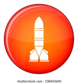 Rocket icon in red circle isolated on white background vector illustration