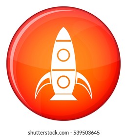 Rocket icon in red circle isolated on white background vector illustration