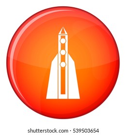 Rocket icon in red circle isolated on white background vector illustration