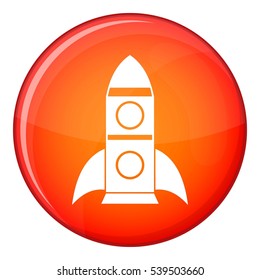 Rocket icon in red circle isolated on white background vector illustration
