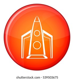 Rocket icon in red circle isolated on white background vector illustration