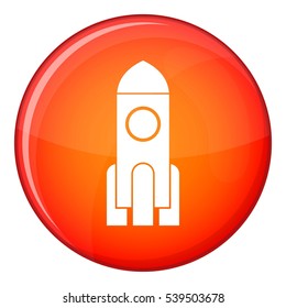 Rocket icon in red circle isolated on white background vector illustration