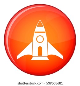 Rocket icon in red circle isolated on white background vector illustration