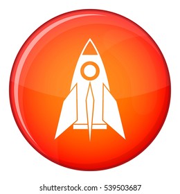 Rocket icon in red circle isolated on white background vector illustration