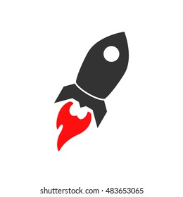 Rocket icon with red flame.